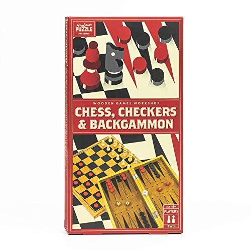 ボードゲーム 英語 アメリカ 海外ゲーム Wooden Chess, Checkers Backgammon - Portable Three in One Combination Game Set - Checkers, Chess Backgammon Set by Professor Puzzle.ボードゲーム 英語 アメリカ 海外ゲーム