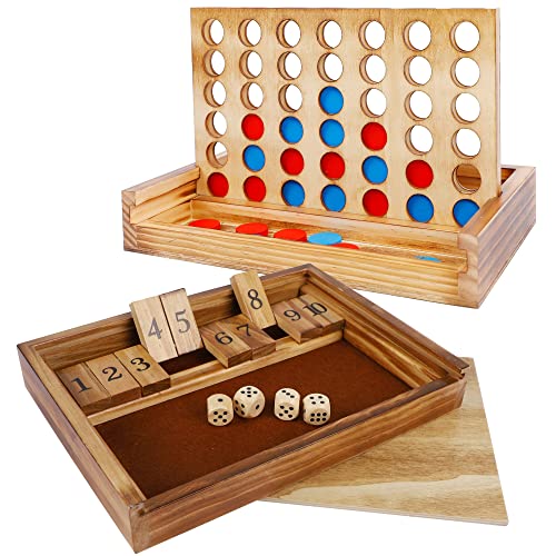 ボードゲーム 英語 アメリカ 海外ゲーム Glintoper Shut The Box & 4 in a Row Tables Game Set, Classic Wood Dice Game with Numbers & Line Up 4 Game for Kids Family, Living Room Rustic Coffee Table Decor, Travel Game ボードゲーム 英語 アメリカ 海外ゲーム