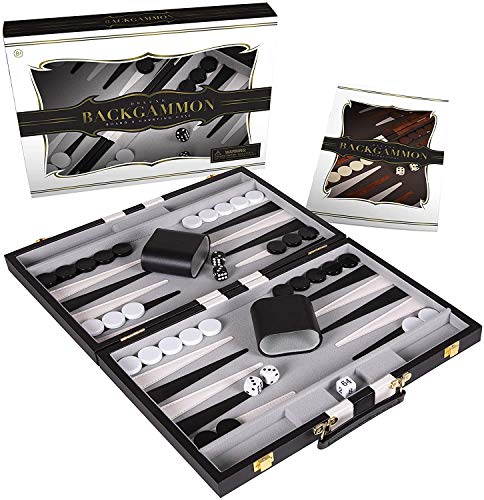 ボードゲーム 英語 アメリカ 海外ゲーム Crazy Games Backgammon Set - Classic Board Game for Adults and Kids with Premium Leather Case - with Strategy Tip Guide (Black, Medium)ボードゲーム 英語 アメリカ 海外ゲーム