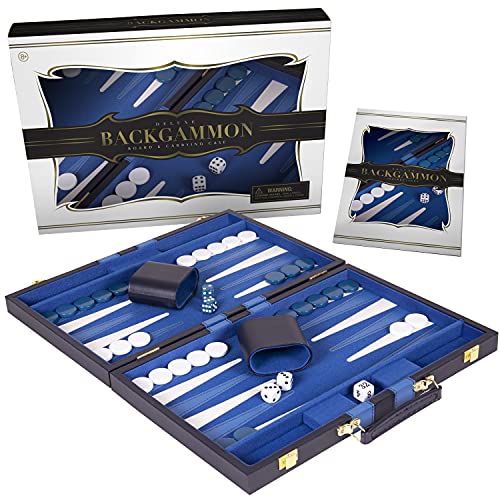 ボードゲーム 英語 アメリカ 海外ゲーム Backgammon Set 11 inch, Small - Classic Board Game for Adults and Kids with Premium Leather Case - Includes Strategy & Tip Guide (Blue)ボードゲーム 英語 アメリカ 海外ゲーム