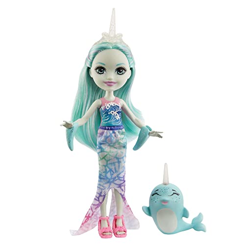 楽天angelicaエンチャンティマルズ 人形 ドール Enchantimals Naddie Narwhal Small Doll （6-in） & Sword Animal Friend Figure, 6-inch Small Doll with Mermaid Skirt, Fins, and Shoes, Great Toy for 3 to 8 Year Oldsエンチャンティマルズ 人形 ドール