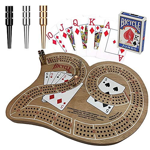 ܡɥ Ѹ ꥫ  Official Bicycle Cribbage Board Game Set 29 with Bicycle Playing Cards and 9 Premium Metal Crib Pegsܡɥ Ѹ ꥫ 