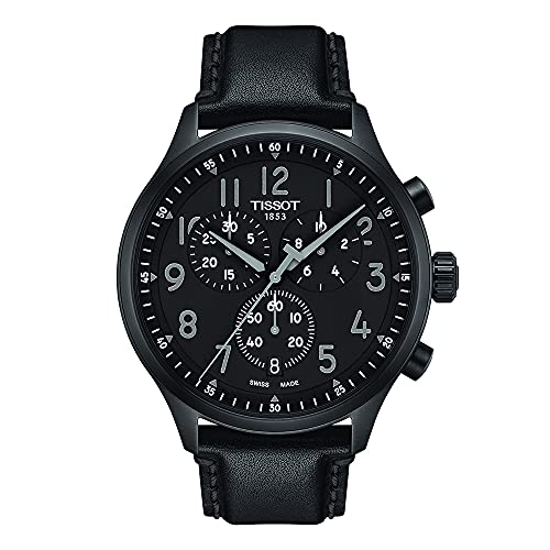 腕時計 ティソ メンズ Tissot Mens Chrono XL Vintage 316L Stainless Steel case with Black PVD Coating Swiss Quartz Watch, Black, Leather, 22 (T1166173605200)腕時計 ティソ メンズ