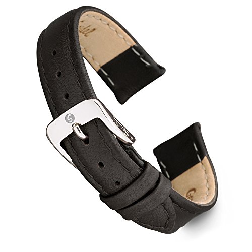 ӻ ѥǥ ꥫ ɥ  Speidel Genuine Leather Watch Band 16mm Black Calf Skin Replacement Strap, Stainless Steel Metal Buckle Clasp, Watchband Fits Most Watch Brandsӻ ѥǥ ꥫ ɥ 