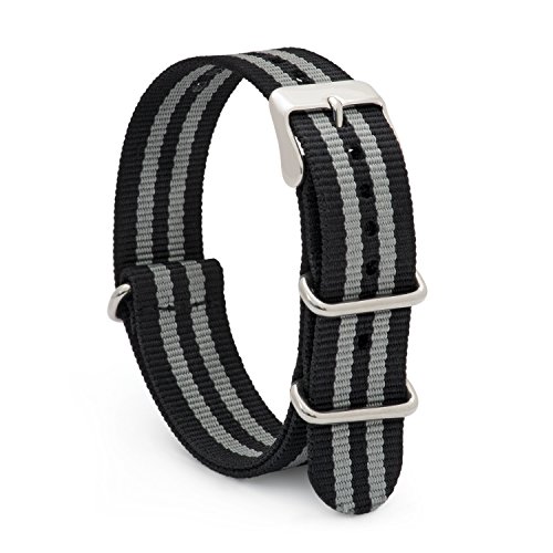 腕時計 シュパイデル アメリカ ドイツ メンズ Speidel NATO Style Watch Band 18mm Black and Gray Striped Woven Military Style Nylon Strap with Heavy Duty Stainless Steel Keepers and Buckle腕時計 シュパイデル アメリカ ドイツ メンズ