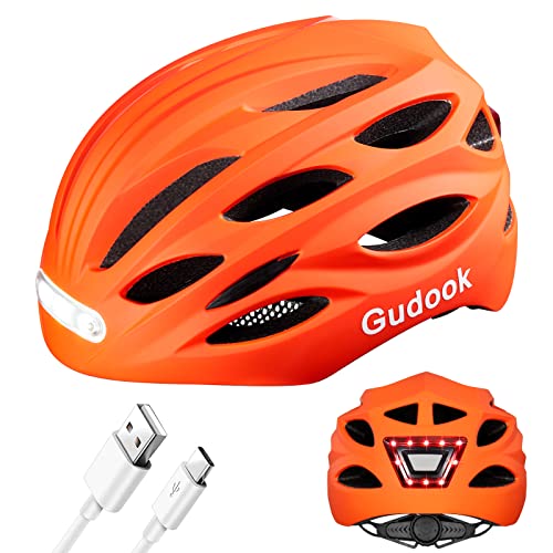 ヘルメット 自転車 サイクリング 輸入 クロスバイク Gudook Bike Helmet Adult Helmets for Men/Women: with USB Rechargeable Front and Rear LED Light for Cycling Urban Commuter Casco para Bicicleta Lightweigヘルメット 自転車 サイクリング 輸入 クロスバイク