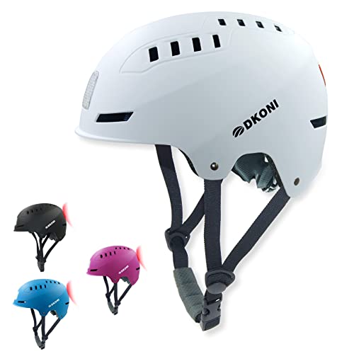 ヘルメット 自転車 サイクリング 輸入 クロスバイク DKONI Bike Helmet with LED Lights Bicycle Helmets USB Rechargeable Front Back LED Light Adult Cycling Helmet for Urban Commuter (Medium, White)ヘルメット 自転車 サイクリング 輸入 クロスバイク