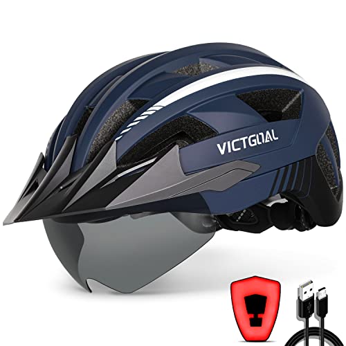 ヘルメット 自転車 サイクリング 輸入 クロスバイク VICTGOAL Bike Helmet with USB Rechargeable Rear Light Detachable Magnetic Goggles Removable Sun Visor Mountain Road Bicycle Helmets for Men Women Adulヘルメット 自転車 サイクリング 輸入 クロスバイク