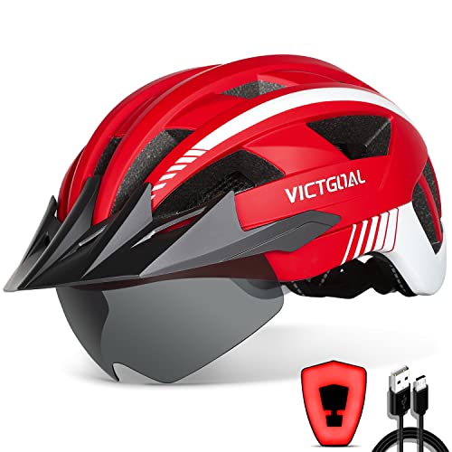 ヘルメット 自転車 サイクリング 輸入 クロスバイク VICTGOAL Bike Helmet with USB Rechargeable Rear Light Detachable Magnetic Goggles Removable Sun Visor Mountain Road Bicycle Helmets for Men Women Adulヘルメット 自転車 サイクリング 輸入 クロスバイク