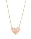 ケンダスコット アメリカ アクセサリー ブランド かわいい Kendra Scott Ari Heart Short Pendant Necklace in 14k Gold-Plated Brass, Rose Quartz, Fashion Jewelry for Womenケンダスコット アメリカ アクセサリー ブランド かわいい