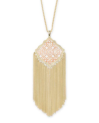 ケンダスコット アメリカ アクセサリー ブランド かわいい Kendra Scott Kingston Long Pendant Fringe Necklace for Women in Mixed Metal Filigree, Fashion Jewelry, 14k Gold-Plated and 14K Rose Gold-Plaケンダスコット アメリカ アクセサリー ブランド かわいい