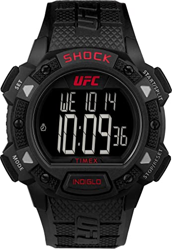 腕時計 タイメックス メンズ Timex UFC Men's Core Shock 45mm Watch - Black Strap Digital Dial Black Case腕時計 タイメックス メンズ
