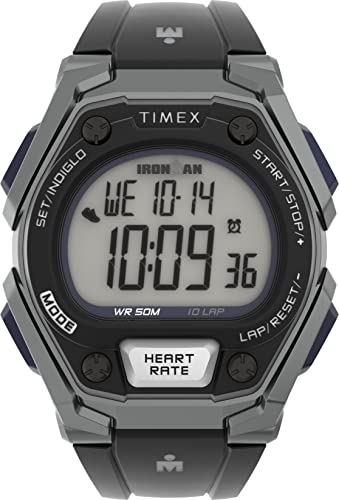 楽天angelica腕時計 タイメックス レディース Timex Men's Ironman Classic 43mm Watch with Daily Step, Calorie and Distance Tracking & Heart Rate- Black Strap with Gray Accents腕時計 タイメックス レディース