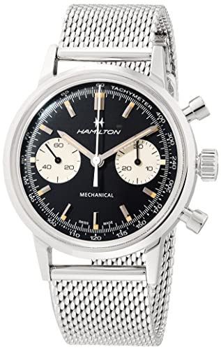 腕時計 ハミルトン メンズ Hamilton Watch American Classic Intra-Matic Mechanical Chronograph H Watch 40mm Case, Black Dial, Silver Stainless Steel Bracelet (Model: H38429130)腕時計 ハミルトン メンズ