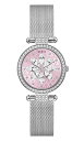 rv QX GUESS fB[X GUESS Women's Sparkling Pink Limited Edition 32MM Pink & Silver Mesh Watchrv QX GUESS fB[X