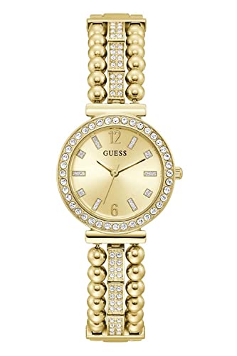 腕時計 ゲス GUESS レディース GUESS Ladies Dress Ball & Crystal 30mm Watch ? Gold-Tone Stainless ..