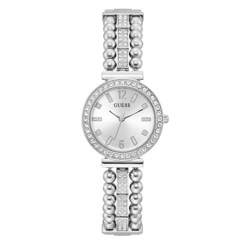 腕時計 ゲス GUESS レディース GUESS Ladies Dress Ball & Crystal 30mm Watch ? Silver-Tone Stainles..
