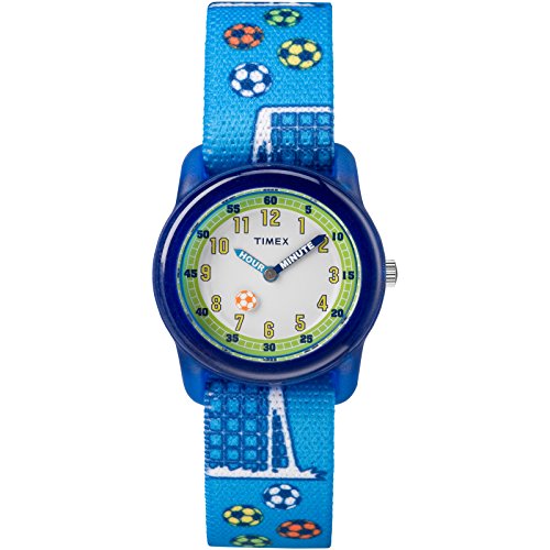 腕時計 タイメックス レディース Timex Boys TW7C16500 Time Machines Blue Soccer Elastic Fabric Str..