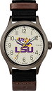 腕時計 タイメックス メンズ Timex Men's Collegiate Clutch 40mm Watch ? LSU Tigers with Black Fabric & Brown Leather Strap腕時計 タイメックス メンズ