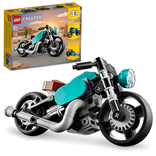 レゴ LEGO Creator 3 in 1 Vintage Motorcycle Set, Transforms from Classic Motorcycle Toy to Street Bike to Dragster Car, Vehicle Building Toys, Great Gift for Boys, Girls, and Kids 8 Years Old and Up, 31135レゴ