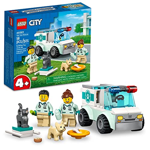 レゴ LEGO City Vet Van Rescue 60382, Toy Animal Ambulance, Learning Toy Playset for Kids 4 Plus Years Old with 2 Veterinary Minifigures, Dog & Cat Figuresレゴ