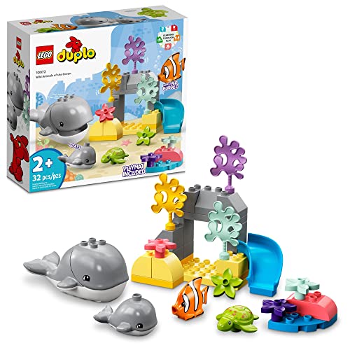 レゴ LEGO DUPLO Wild Animals of The Ocean Set 10972, with Whale and Turtle Sea Animal Figures Playmat, Educational Toys with Fun Colors for Toddlers 2 Plus Years Oldレゴ