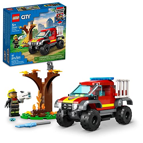 レゴ LEGO City 4x4 Fire Engine Rescue Truck 60393, Toy for 5 Plus Year Old Boys & Girls, Set with Water Element Launcher, Firefighter Minifigure and Cat Figureレゴ