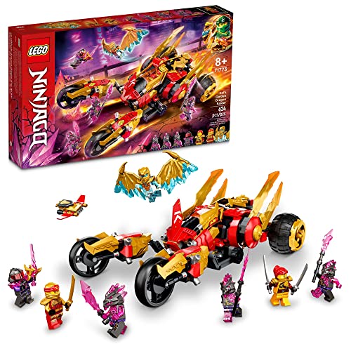 쥴 LEGO NINJAGO Kais Golden Dragon Raider Multi-Terrain Car Toy 71773 with Kai and Zane Minifigures, Building Set for Kids Ages 8 Plus쥴