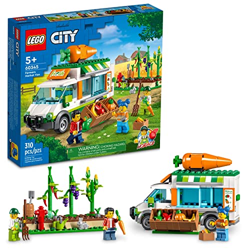 レゴ LEGO City Farmers Market Van 60345 Building Toy Set for Kids, Boys, and Girls Ages 5+ Mobile Farm Shop Playset with 3 Minifigures (310 Pieces)レゴ