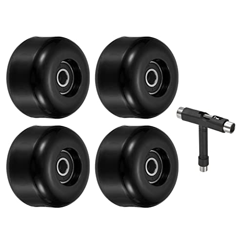   ܡ ȥܡ ǥ PATIKIL 54mm Skateboard Wheel and Bearings Set ABEC-9, 4 Pack Street Wheels for Skateboards Cruiser Wheel Replacement 85A, Black  ܡ ȥܡ ǥ