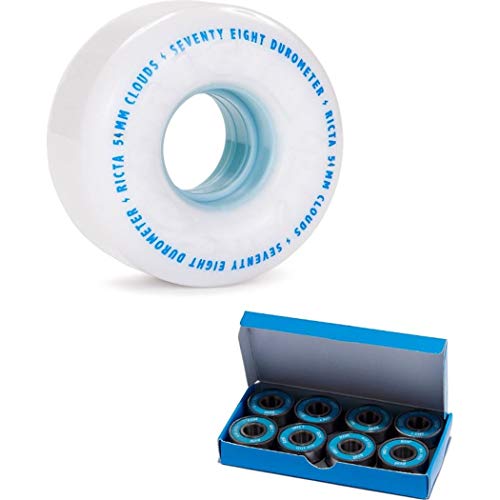   ܡ ȥܡ ǥ Ricta Clouds Skateboard Wheels (Set of 4) (White/Blue 78A, 54mm) with CCS ABEC 7 Bearings  ܡ ȥܡ ǥ