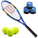 テニス ラケット 輸入 アメリカ ウィルソン Wilson U.S. Open Pre-Strung Recreational Tennis Racquet (4 3/8" Grip) Set Bundled with Blue Overgrip and a Can of Tennis Ballsテニス ラケット 輸入 アメリカ ウィルソン