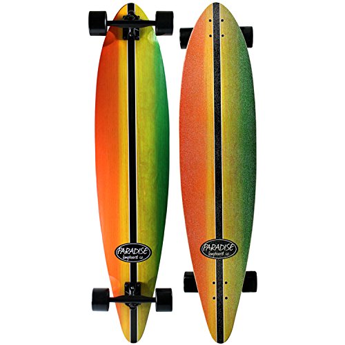 󥰥ȥܡ ܡ ǥ ľ͢ Paradise Longboard Pintail Complete Cruiser Skateboard, Rasta Stain, 10