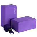 ヨガブロック フィットネス Syntus Yoga Block and Yoga Strap Set, 2 EVA Foam Soft Non-Slip Yog...