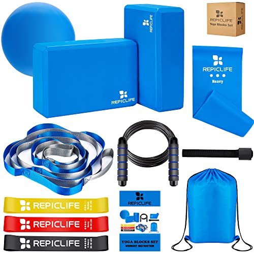 ヨガブロック フィットネス Yoga Blocks,Yoga Set,Yoga Accessories,Yoga Blocks 2 Pack with Strap,1 Mini Yoga Ball,3 Resistance Loop Bands,1 Resistance Band,1 Door Anchor,1 Jump Rope,Gym Bag & Manual for Yoga,Pilates,Stretchingヨガブロック フィットネス