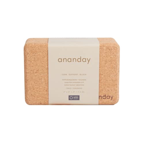 ヨガブロック フィットネス Ananday Cork Yoga Block - Non-Slip, Lightweight, Eco-Friendly & Supportive for Better Balance, Alignment, Flexibility & Strength - Non-Slip Surface for Stability & Countered Edges for Comfortヨガブロック フィットネス