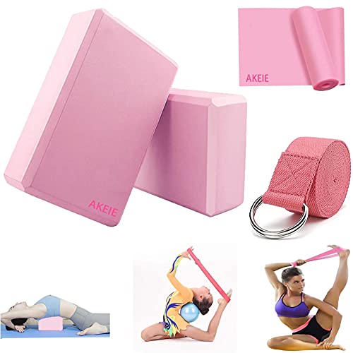 ヨガブロック フィットネス Yoga Practice Set -Yoga Blocks Set with Yoga Strap and Yoga Resistance Band High Density Yoga Foam Blocks to Improve Strength Flexibility and Balance Perfect for Yoga Pilates and Meditation -Pinkヨガブロック フィットネス