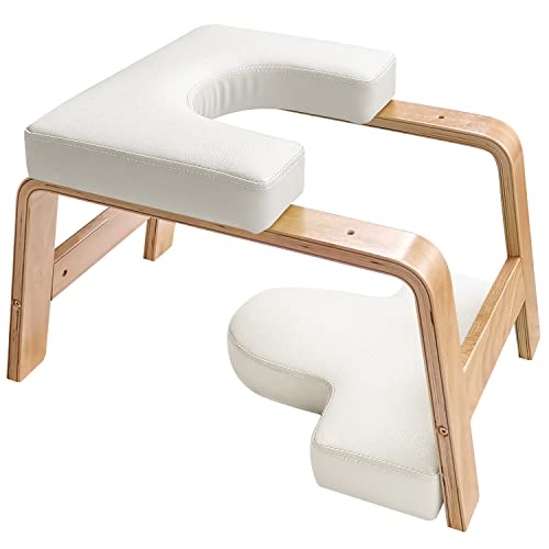 ヨガブロック フィットネス Restrial Life Yoga Headstand Bench- Stand Yoga Chair for Family, Gym - Wood and PU Pads - Relieve Fatigue and Build Up Body (White), 25 16.14 15.75inchヨガブロック フィットネス