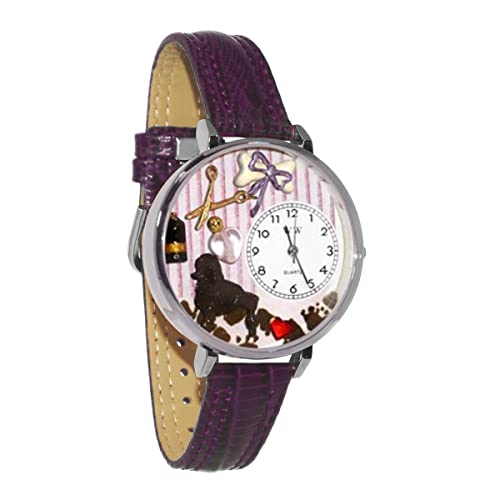 腕時計 気まぐれなかわいい プレゼント クリスマス ユニセックス Whimsical Gifts Dog Groomer 3D Watch | Silver Finish Large | Unique Fun Novelty | Handmade in USA | Purple Leather Watch Band腕時計 気まぐれなかわいい プレゼント クリスマス ユニセックス