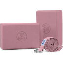 ヨガブロック フィットネス IUGA Yoga Block 2 Pack with Yoga Strap, High Density Yoga Blocks 9...