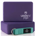 ヨガブロック フィットネス URBNFit Yoga Blocks 2 Pack - Sturdy Foam Yoga Block Set with Strap...