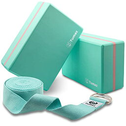 ヨガブロック フィットネス Tumaz Yoga Blocks 2 Pack with Strap Set, High Density/Lightweight EVA Foam Yoga Blocks or Non-Slip Solid Natural Cork Yoga Blocks & Premium 8F Yoga Strap Set for Yogi [Instruction E-Book Included]ヨガブロック フィットネス