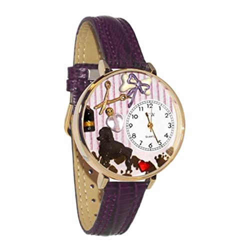 楽天angelica腕時計 気まぐれなかわいい プレゼント クリスマス ユニセックス Whimsical Gifts Dog Groomer 3D Watch | Gold Finish Large | Unique Fun Novelty | Handmade in USA | Purple Leather Watch Band腕時計 気まぐれなかわいい プレゼント クリスマス ユニセックス