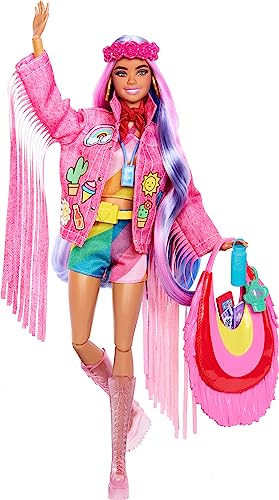 バービー バービー人形 Barbie Extra Fly Doll with Desert-Themed Travel Clothes & Accessories, Fringe Jacket & Oversized Bagバービー バービー人形