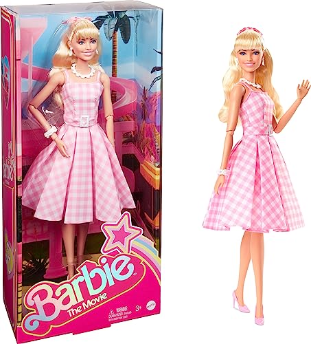 バービー バービー人形 Barbie The Movie Doll, Margot Robbie as, Collectible Doll Wearing Pink and White Gingham Dress with Daisy Chain Necklaceバービー バービー人形