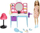 バービー バービー人形 Barbie Doll and Hair Salon Playset with 15 Styling Accessories and Furniture, Long Color-Change Hair and Printed Dressバービー バービー人形