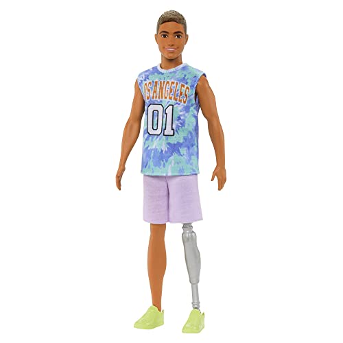 バービー バービー人形 Barbie Fashionistas Ken Fashion Doll 212 with Prosthetic Leg, Los Angeles Jersey, Purple Shorts Sneakersバービー バービー人形