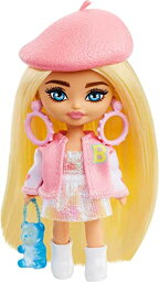 バービー バービー人形 Barbie Extra Mini Minis Doll with Blonde Hair, Beret, Varsity Jacket & Accessories & Stand, 3.25-inchバービー バービー人形