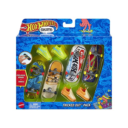 ホットウィール マテル ミニカー ホットウイール Hot Wheels Skate Tricked Out Pack, 4 Themed Fingerboards & 2 Pairs of Skate Shoes, Includes 1 Exclusive Set (Styles May Vary)ホットウィール マテル ミニカー ホットウイール