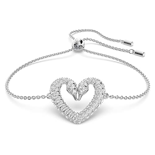 スワロフスキー アメリカ アクセサリー ブランド かわいい Swarovski Una Bracelet, with White Crystal Pav?, Rhodium-Plated Setting and Swan Heart Design, Part of the Swarovski Una Collectionスワロフスキー アメリカ アクセサリー ブランド かわいい